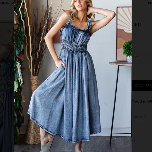 Oli & Hali Washed Blue Wide Leg Jumpsuit - Picture 2 of 9